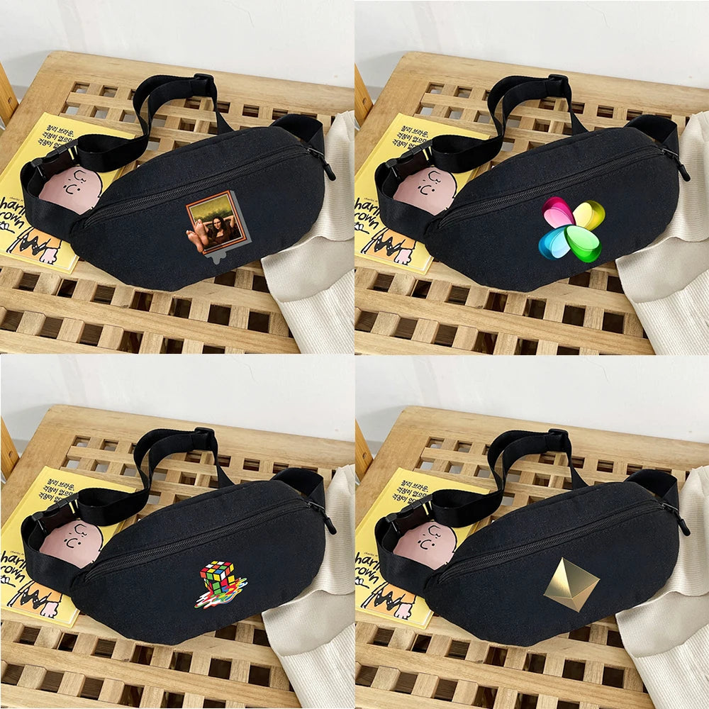 Canvas Waist Bag Women 3D Print Shoulder Messenger Gym Sports Pack