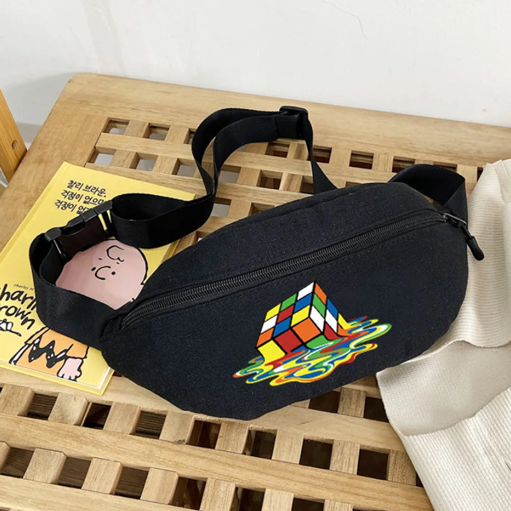 Canvas Waist Bag Women 3D Print Shoulder Messenger Gym Sports Pack