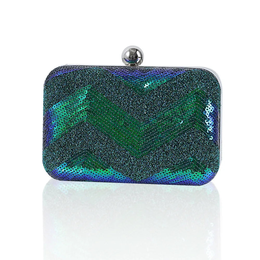 Mini Wave Sequins Evening Bag European Makeup Purse Handbag