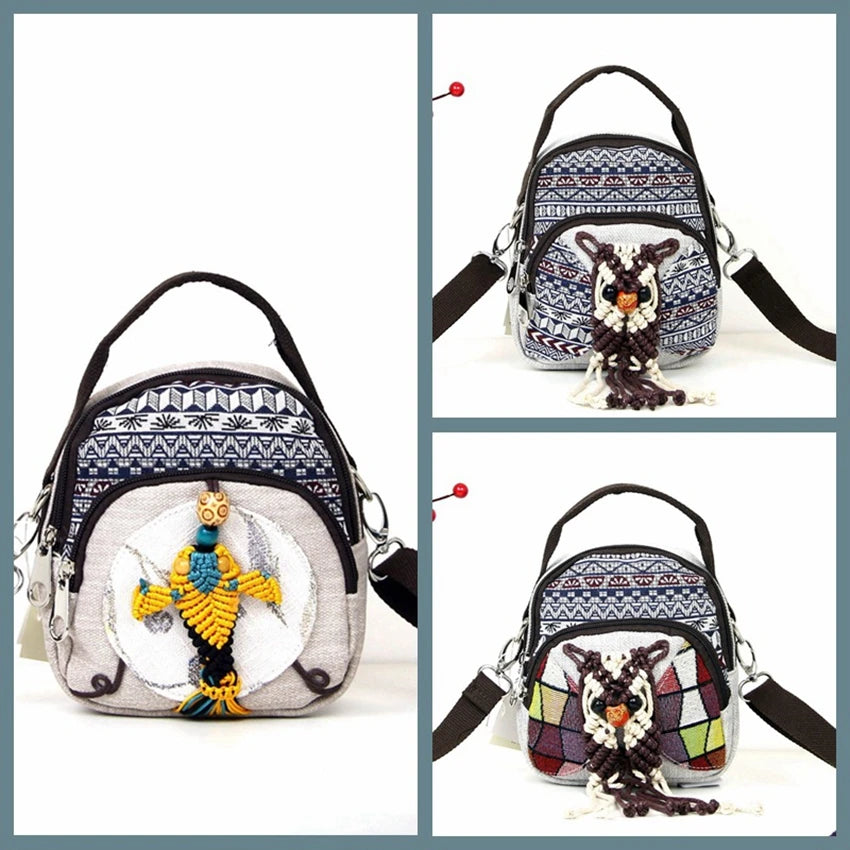 Mini Wax Rope Woven Bag Cotton And Linen Messenger Bag