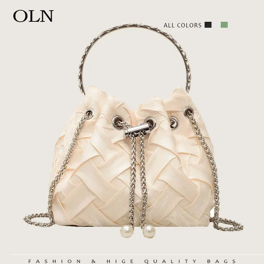 Mini Weave Bucket Bag Personalized Cloth Crossbody Chain Small Green
