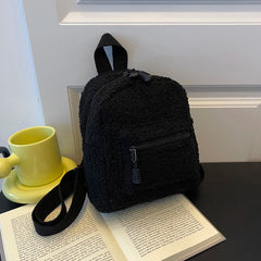 Mini Women Backpack Lamb Wool Plush School Shoulder Bags Travel Rucksack