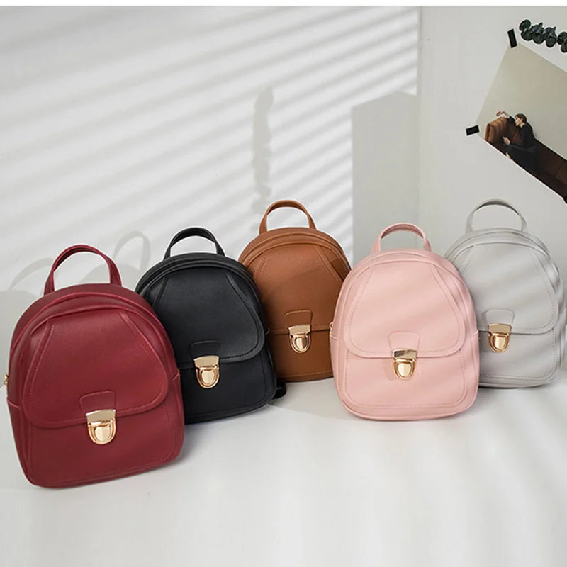 Mini Women Backpack Crossbody Bag PU Leather Small School Backpack