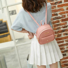 Small Leather Backpack Shoulder Bag for Teenage Girl