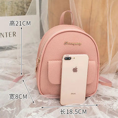 Small Leather Backpack Shoulder Bag for Teenage Girl