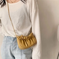 Mini Women Clutches Bag Classic Handbag Leather Dumpling Pack