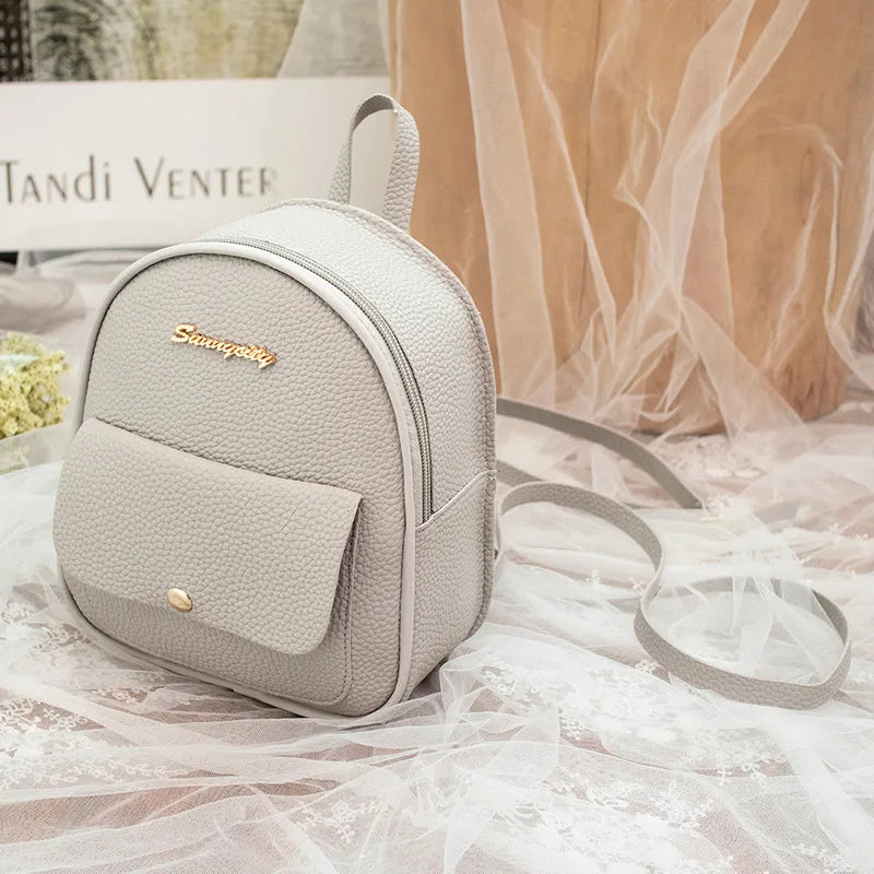 Mini PU Leather Women's Backpack Girls School Backpacks