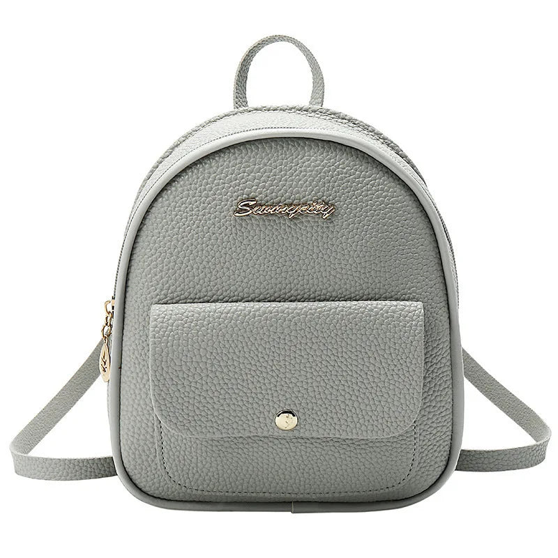 Mini PU Leather Women's Backpack Girls Small School Bookbag
