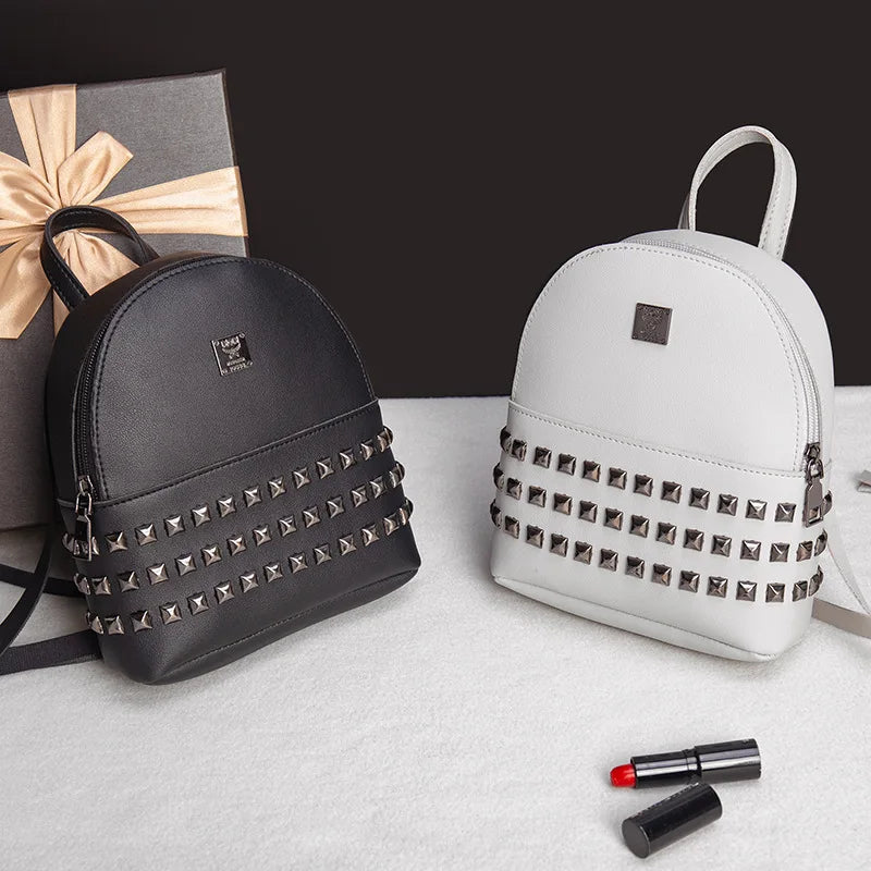 Rivet Mini Backpacks for Women PU Leather School Bags