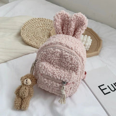 Mini Plush Bunny Ear Backpack for Women