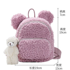 Mini Plush Bunny Ear Backpack for Women