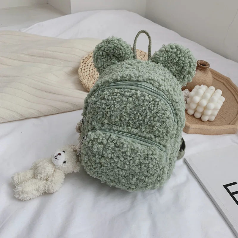 Mini Plush Bunny Ear Backpack for Women