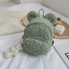 Mini Plush Bunny Ear Backpack for Women
