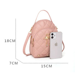 Mini Women's PU Leather Backpack Casual Small Bag Handbag Phone Purse