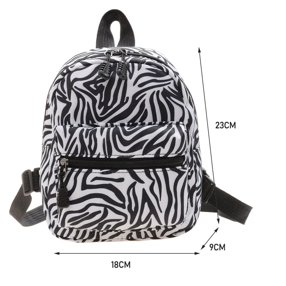 Printed Nylon Women's Mini Backpack School Bag for Girls