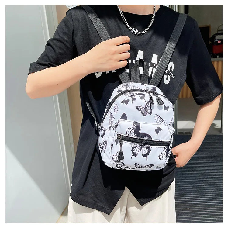 Printed Nylon Women's Mini Backpack School Bag for Girls