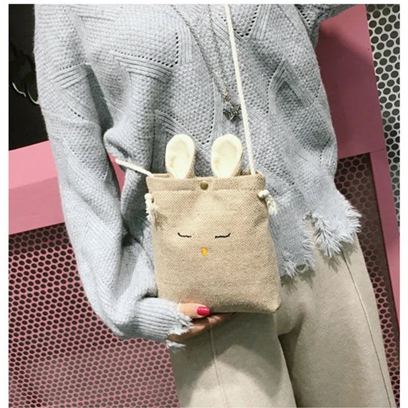 Mini Crossbody Bag Canvas Small Shoulder Handbag Solid Phone Purse