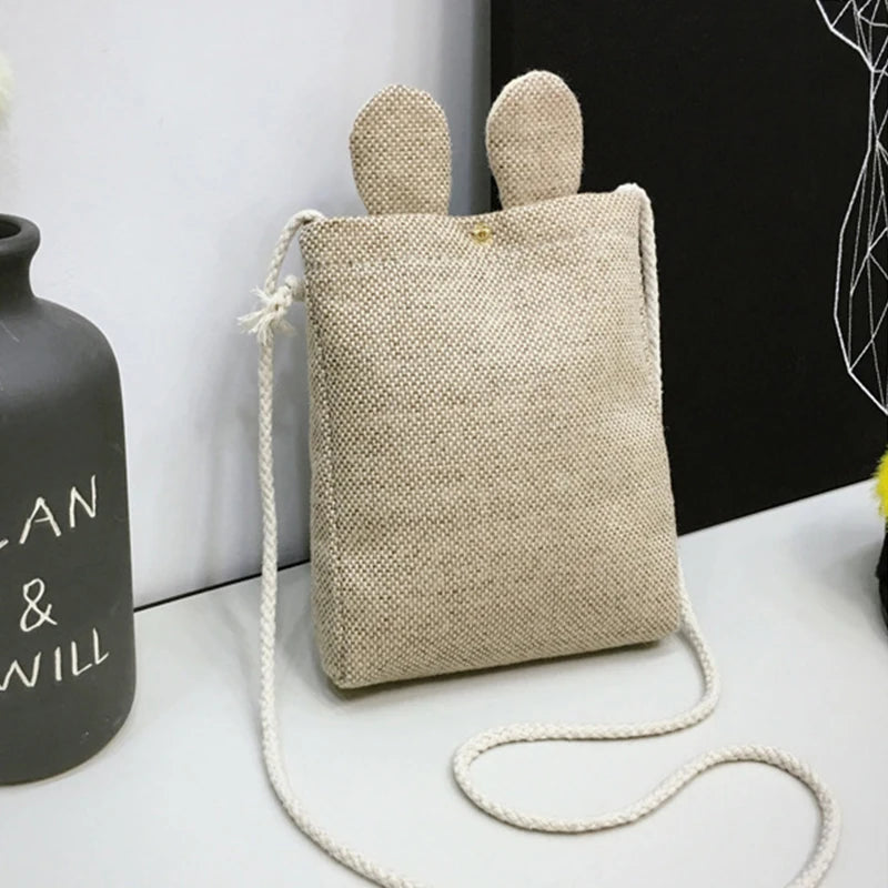 Mini Crossbody Bag Canvas Small Shoulder Handbag Solid Phone Purse