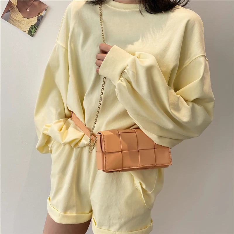 Mini Chain Waist Bag Ladies Chest Bag Solid Messenger Bag