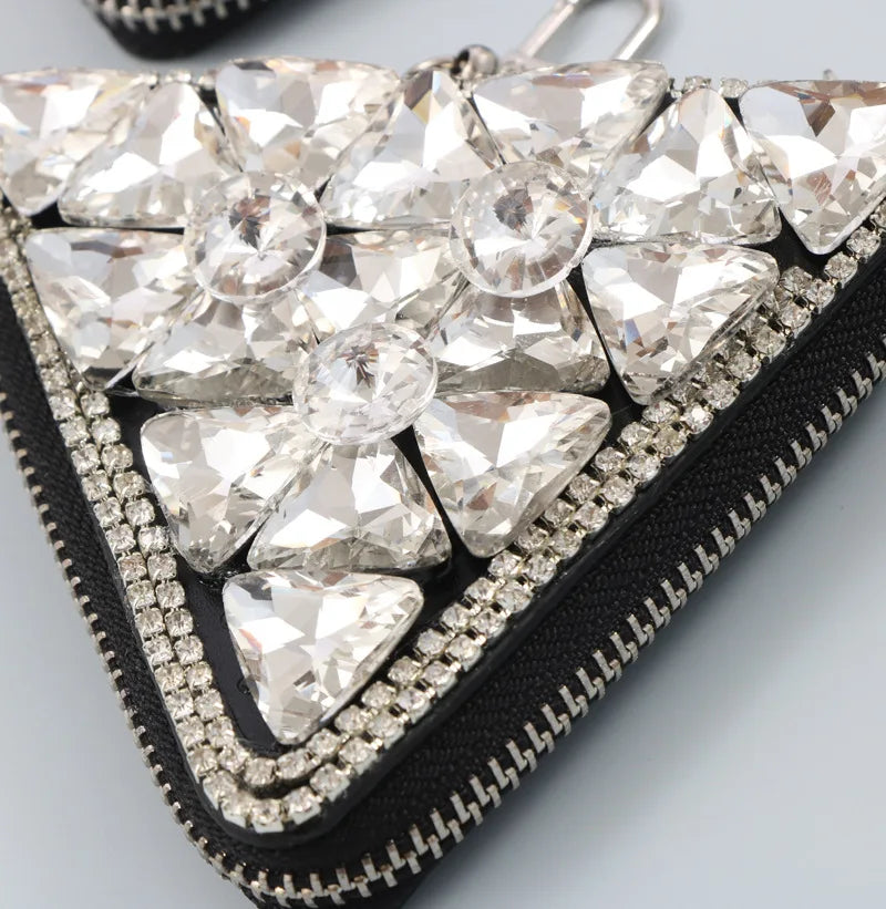 Triangle PU Leather Waist Pack Bling Fanny Pack Metal Chain Belt