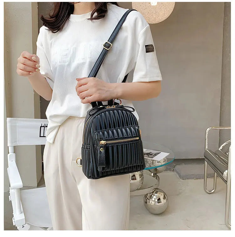 Mini Women Backpacks PU Leather Multifunctional Female Shoulder Bags