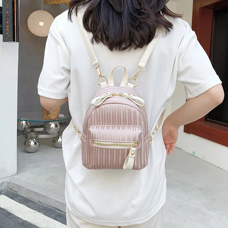 Mini Women Backpacks PU Leather Multifunctional Female Shoulder Bags