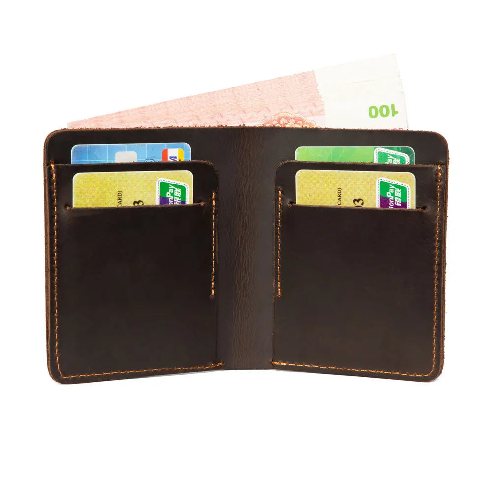 Minimalist 100% Leather Wallet Men Vertical Horizontal Wallet Leather