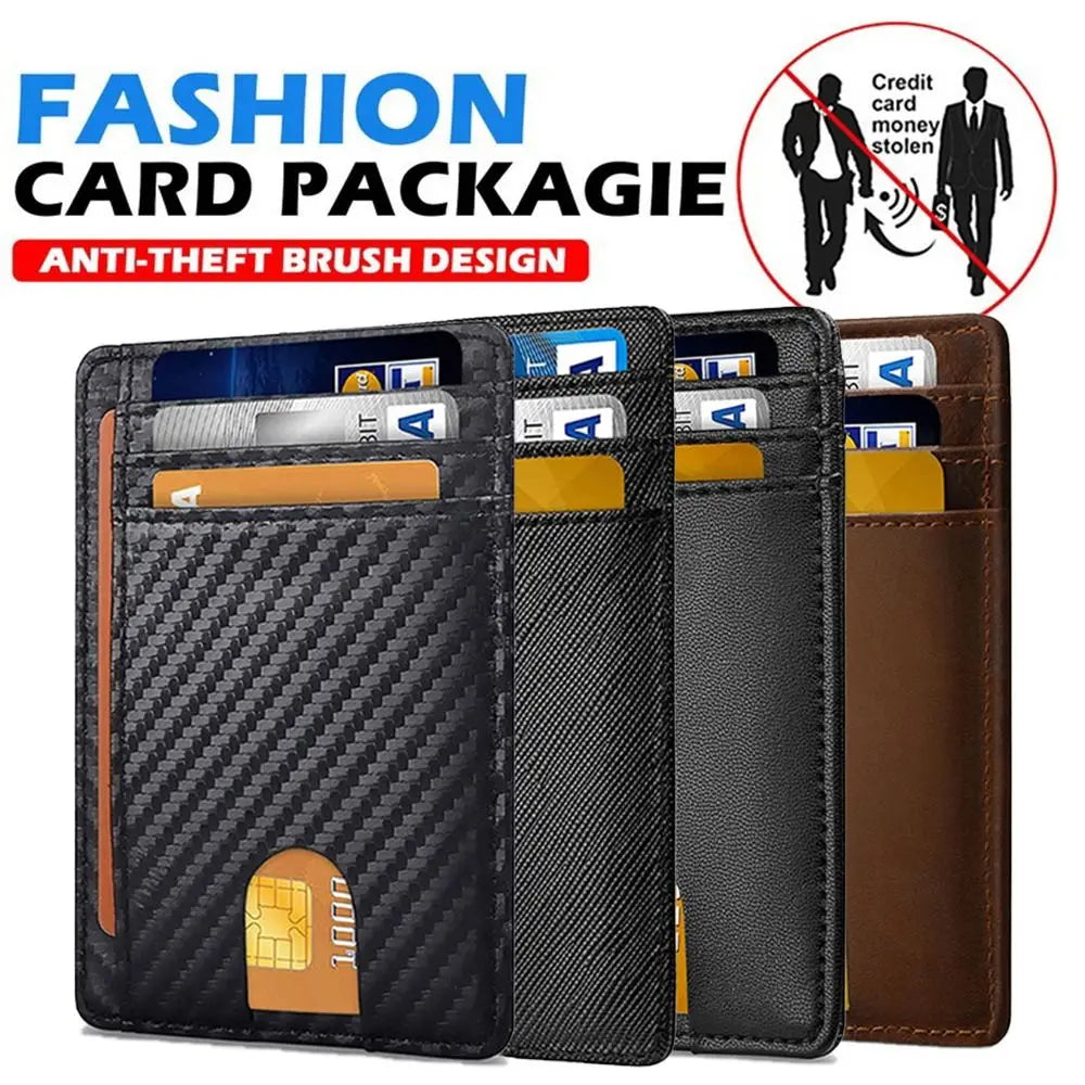 RFID Blocking Slim Leather Wallet Anti-scan Mens Wallet