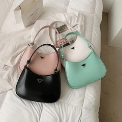 Minimalist PU Leather Shoulder Bag for Women Travel Totes