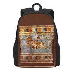 Minoan Times Bull Dance Backpack Zip Close Pockets
