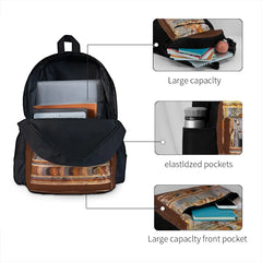 Minoan Times Bull Dance Backpack Zip Close Pockets