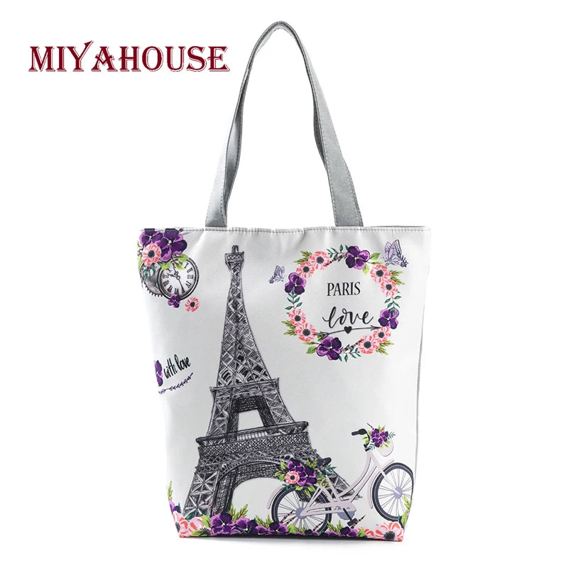 Miyahouse Candy Flower Print Shoulder Bags Female Leisure Tower Beach Bags