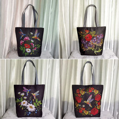 Miyahouse Canvas Shoulder Bag Female Tote Handbag Colorful Bird Print