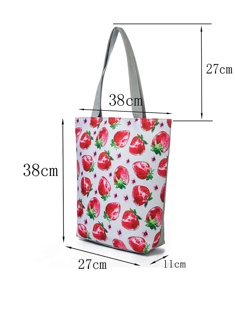 Miyahouse Strawberry Tote Bag Large Capacity Print Shoulder Bag