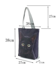 Miyahouse Cat Print Tote Bag Eco Reusable Shopping Bag