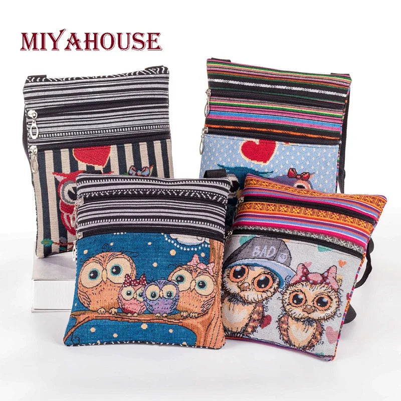 Miyahouse Owl Shoulder Bag Cartoon Printed Messenger
