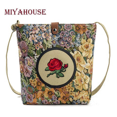 Miyahouse Embroidered Shoulder Bag Vintage Rose Crossbody Floral Messenger