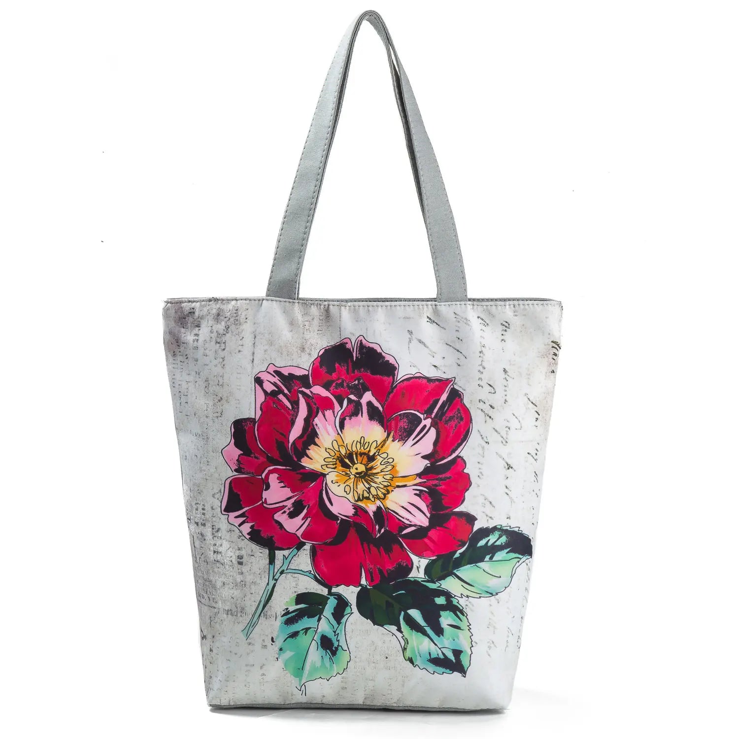 Miyahouse Floral & Umbrella Print Shoulder Bag Canvas Beach Tote Handbag