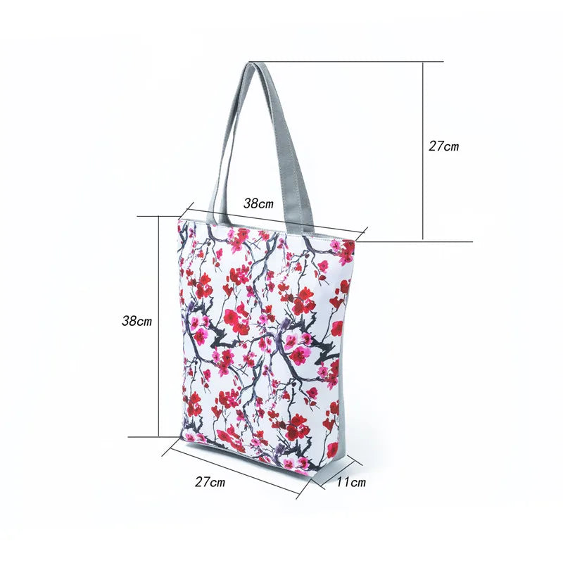 Miyahouse Ink-Wash Painting Shoulder Bag Women Floral Printed Tote Handbag
