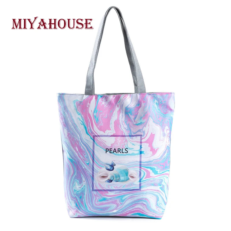 Miyahouse Summer Beach Bag Women Shoulder Canvas Tote Hand