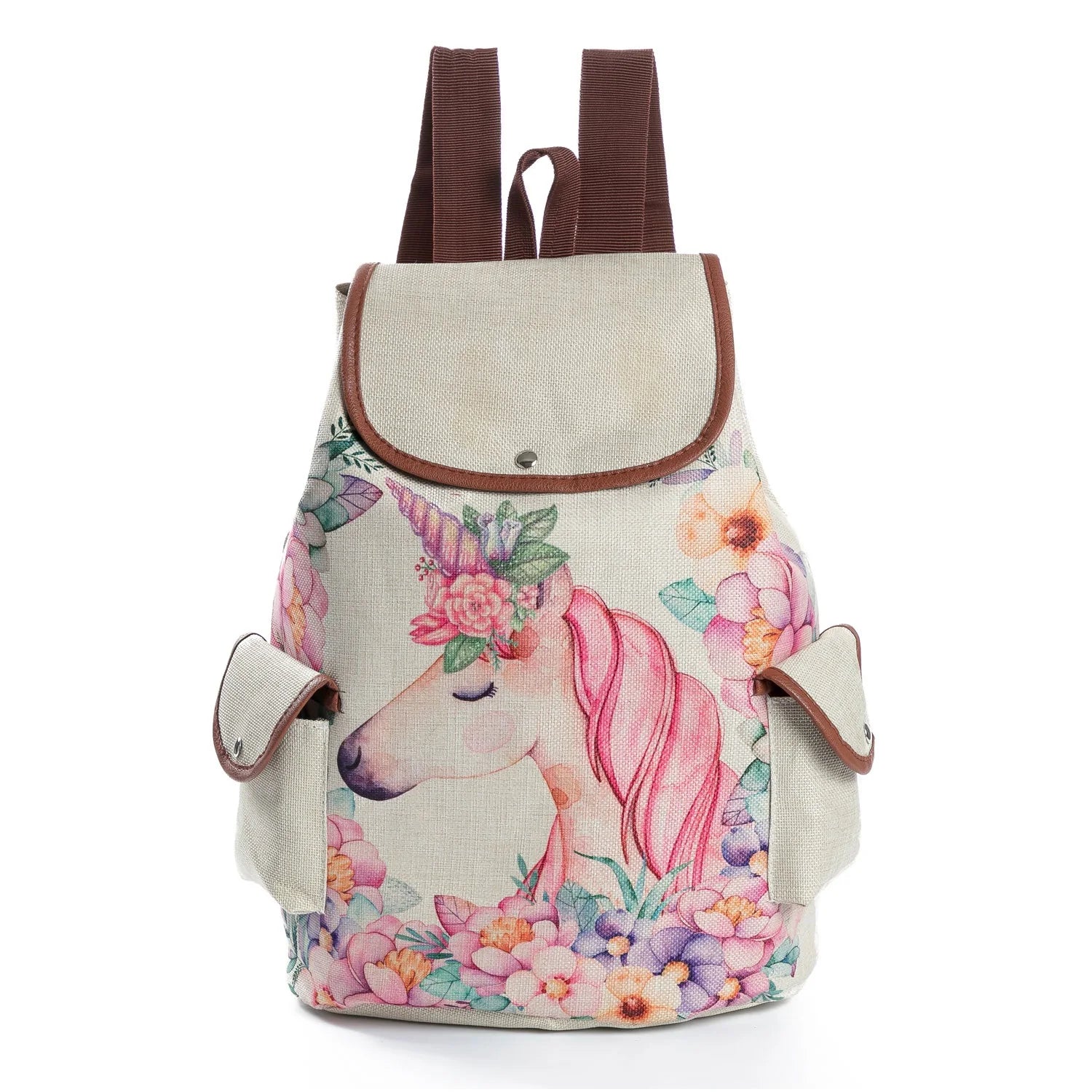 Miyahouse Unicorn Printed Backpack Girls Drawstring School Bag