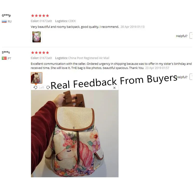 Miyahouse Unicorn Printed Backpack Girls Drawstring School Bag