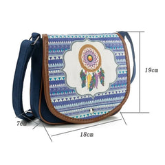 Miyahouse Small Retro Messenger Bag Canvas Stripe Saddle Shoulder Bag