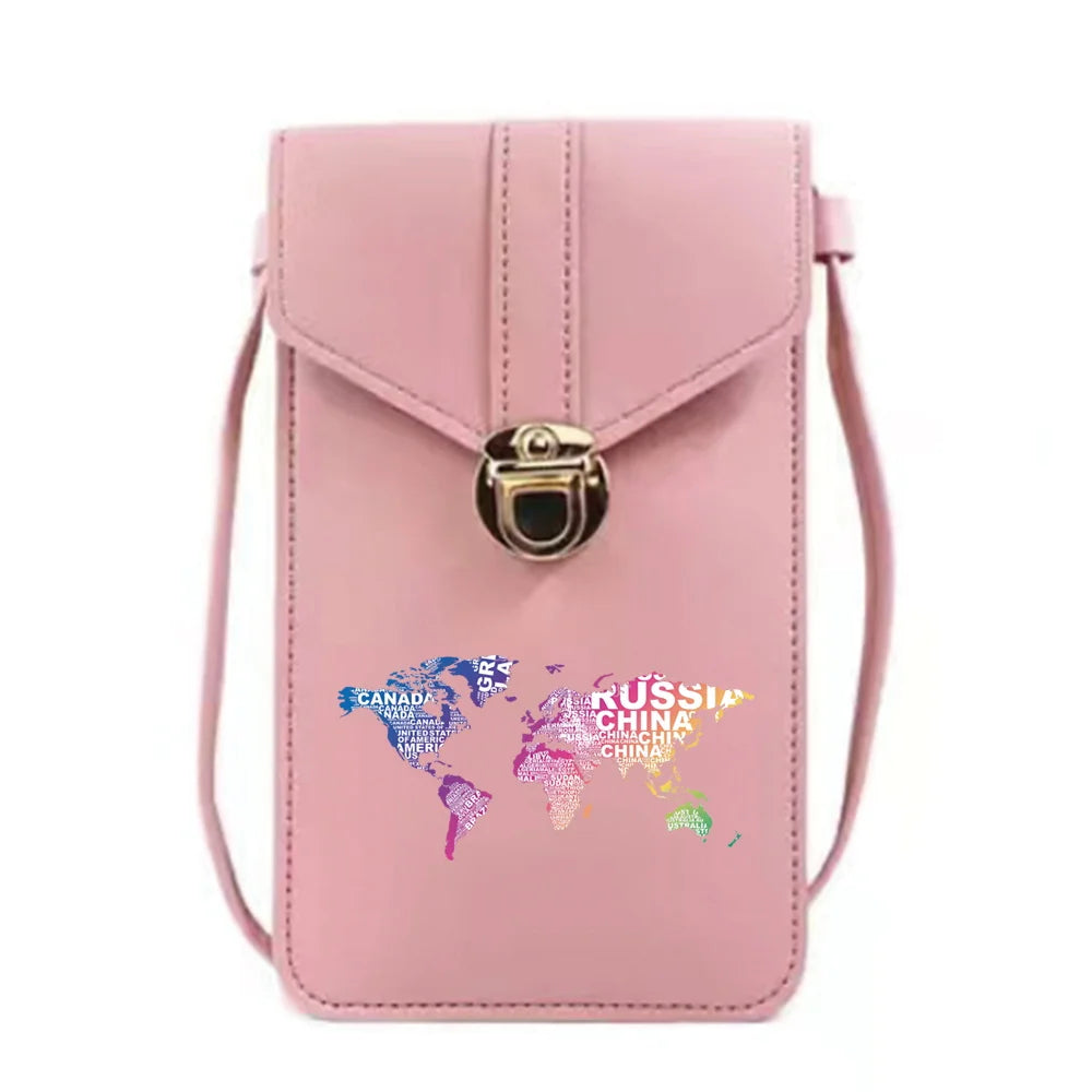 PU Leather Wallet Crossbody Bag Touch Screen Cell Phone Pack