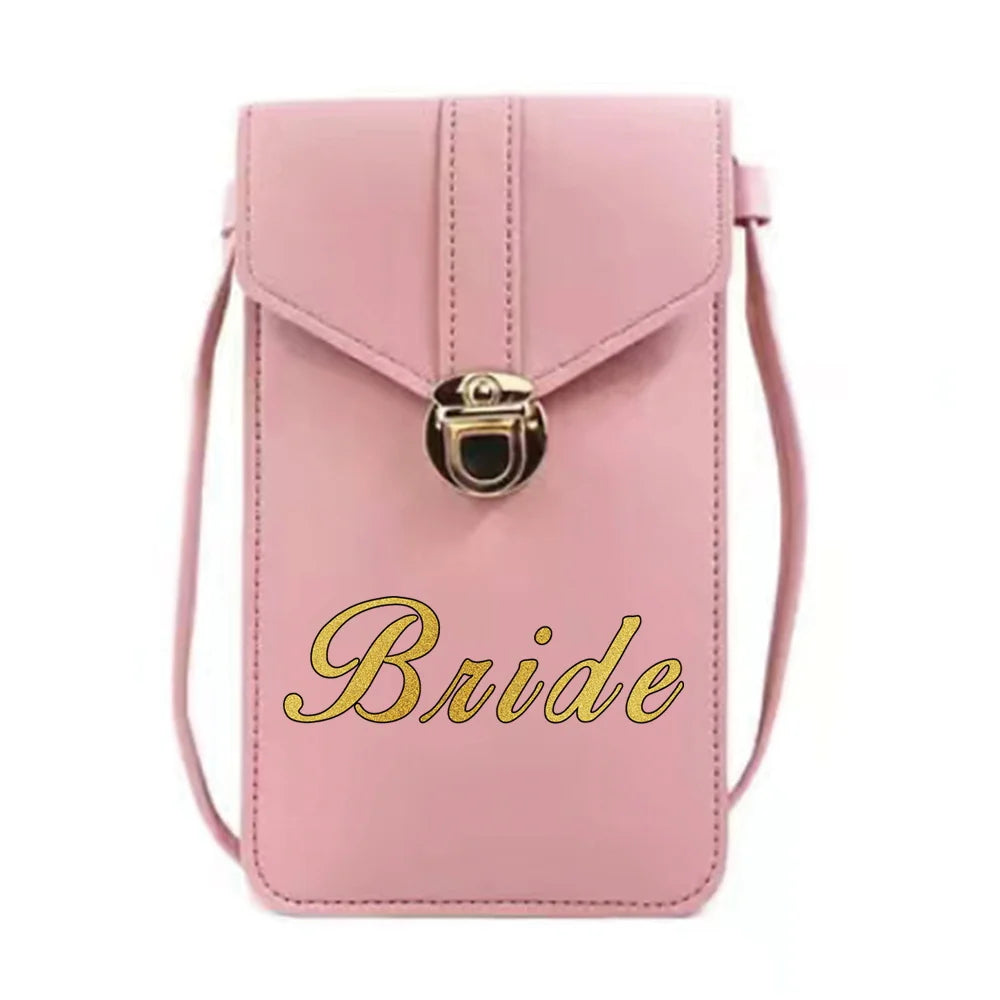 Women Crossbody Bag Bride Print Coin Purse Touch Screen Cell Phone Storage Pack