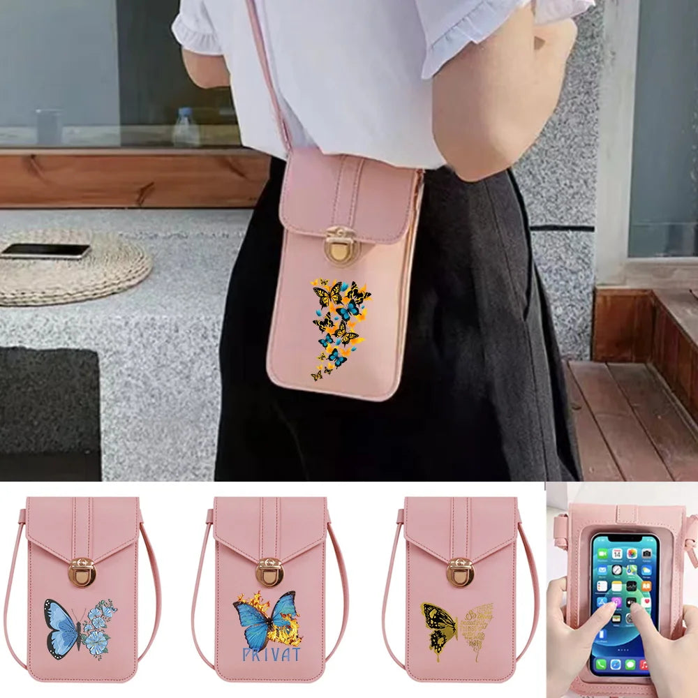 Touch Screen Cell Phone Storage Pack Wallets Card Packet Women Messenger Bags