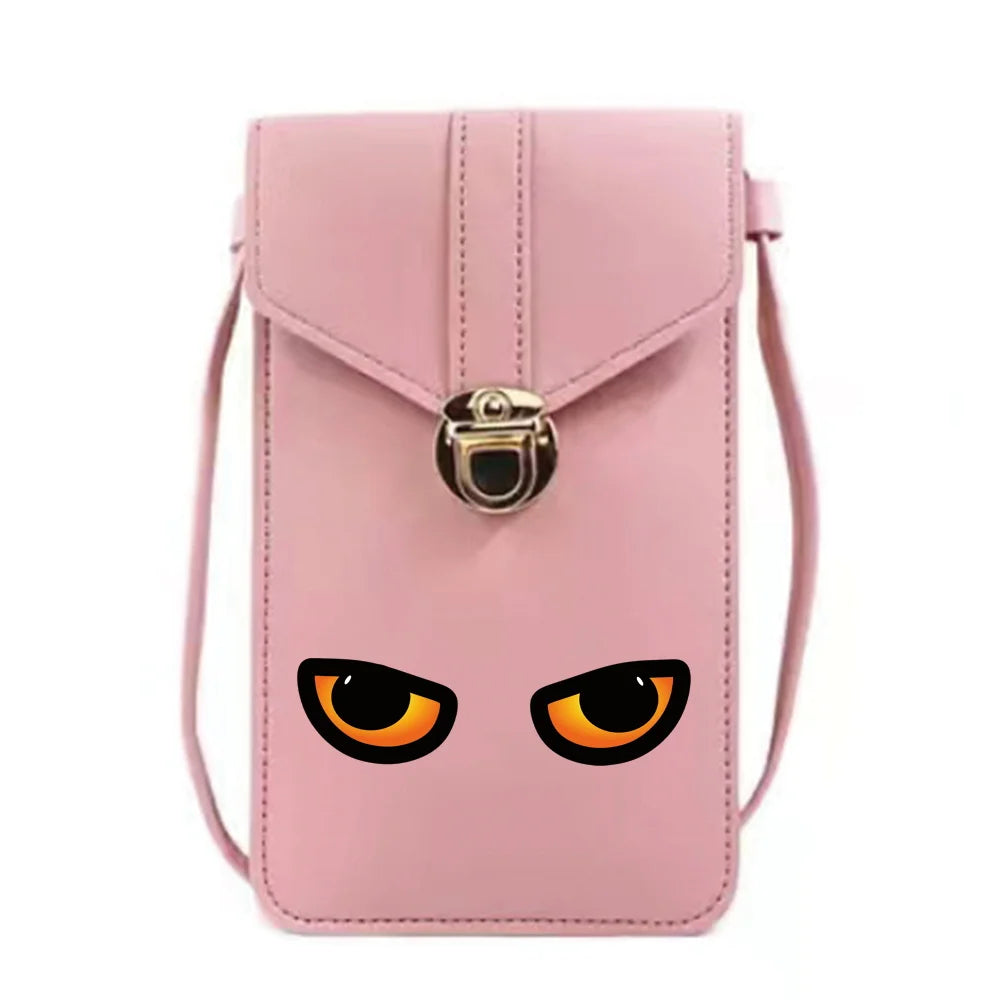 Women's PU Leather Phone Bag Wallet Card Packet Chest Print Messenger Bag