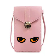 Women's PU Leather Phone Bag Wallet Card Packet Chest Print Messenger Bag