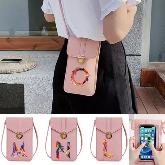 PU Leather Crossbody Bag Wallet with Paint Letter Print