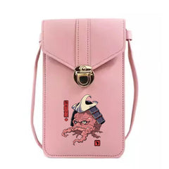 Monster Print Phone Bag Leather Shoulder Messenger Handbag